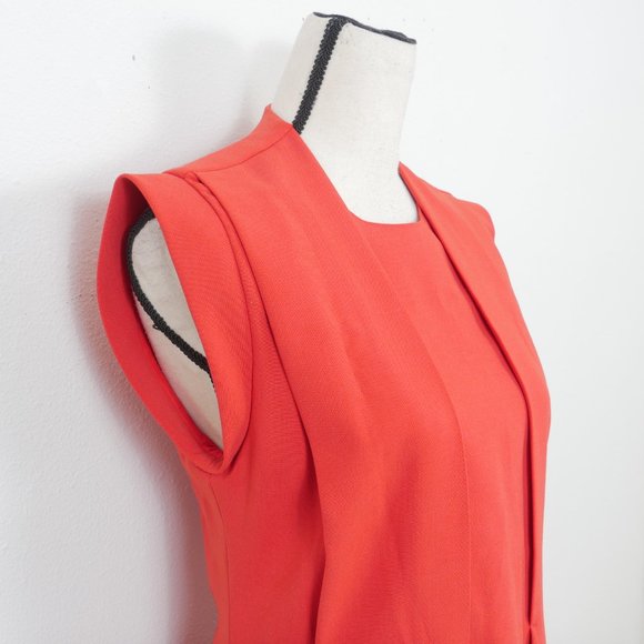 No 21 Red Short Sleeve Pin Tucked Pleated Front Vintage Mid Length Dress - Picture 4 of 13